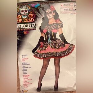 Spirit Day of the Dead Senorita Costume - Black, Pink, Red